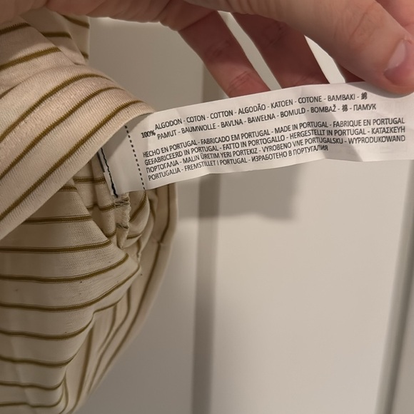 NWT Zara cotton top shirt buttons striped cream and greenish brown - Picture 3 of 4